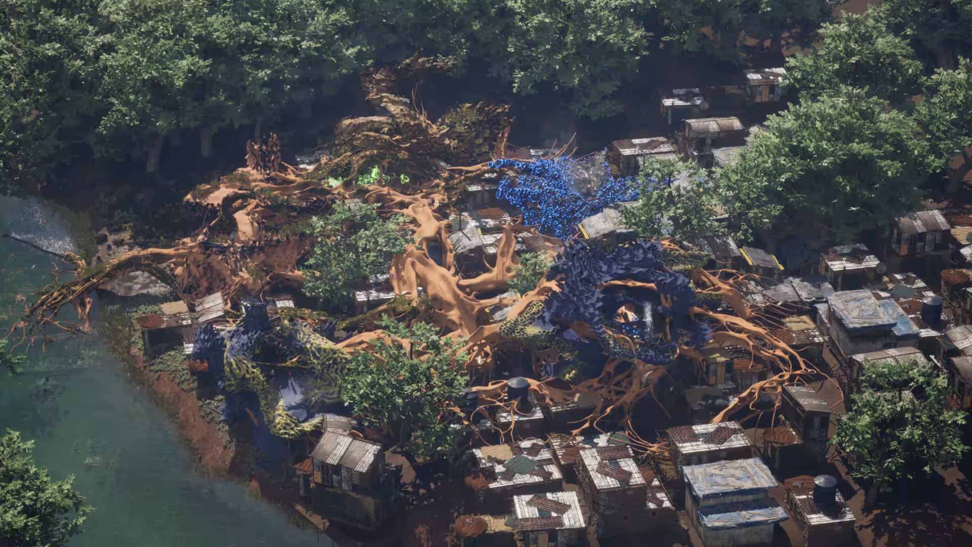 aerial overview of the site and structures